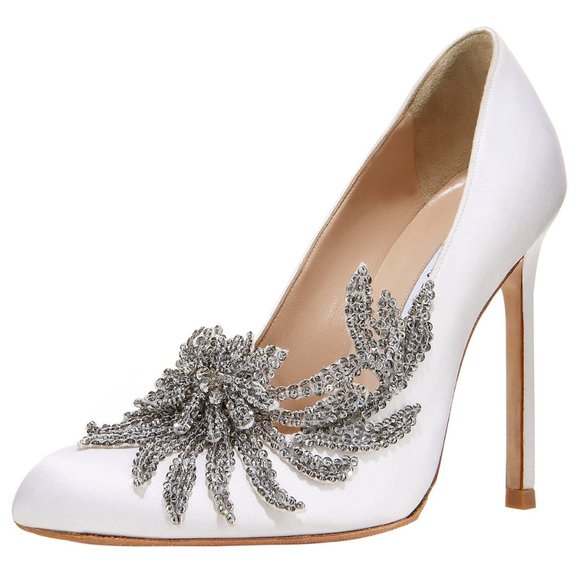 Manolo Blahnik Shoes - Manolo Blahnik- swan white satin pumps. EUC. EU 37.5